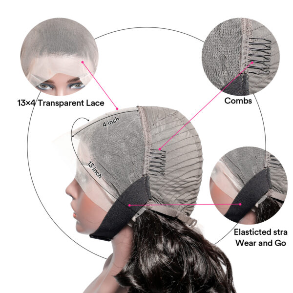 #1b Natural Black Double Drawn Pissy Curly 13x4 Transparent Lace Full Frontal Wig - Image 4